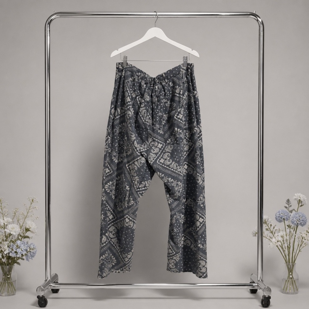 Jaded Gypsy Traveler Pants Blue Paisley Bandana Print Cotton  L/XL NEW IN PKG - Picture 2 of 10